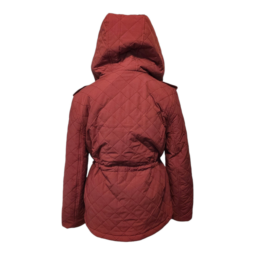 Eden Society Coat Womens Size Small Burgundy Quilted Sherpa Lined Hooded Warm - Picture 3 of 15